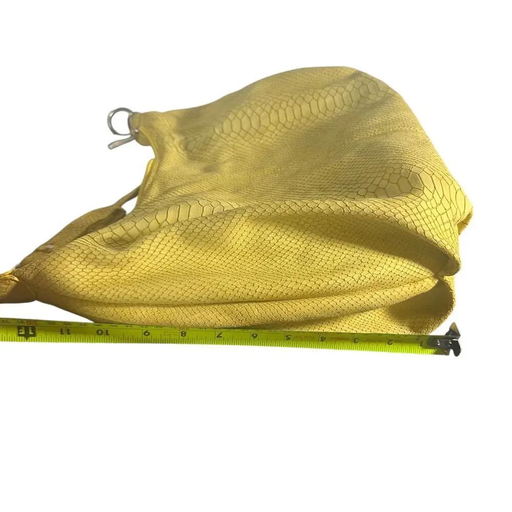 Berge Yellow Embossed Leather Shoulder Bag Snakeskin Hobo